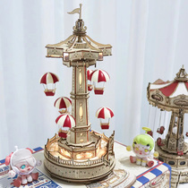Ruotai Ruoke flying chair music box diy hand-assembled rotatable music box for girls birthday gift