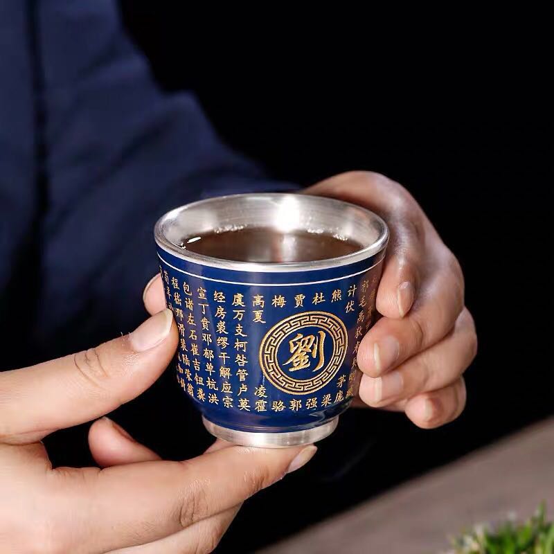 The cup of 99 pure silver cup of silver cup of gilded glazed tea with the personal cup of personal custom cup