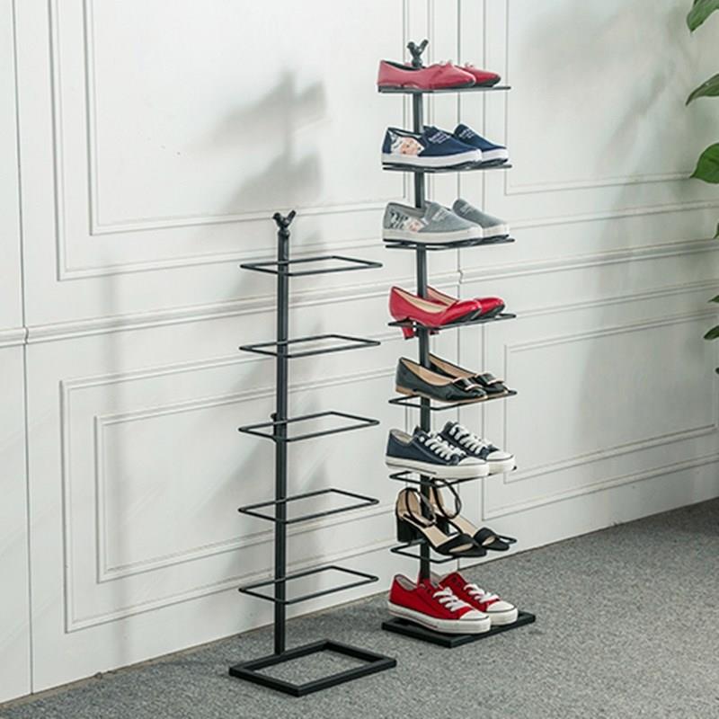 Shoe rack Simple door narrow small mini narrow multi-layer wrought iron metal economical simple household living room shoe cabinet