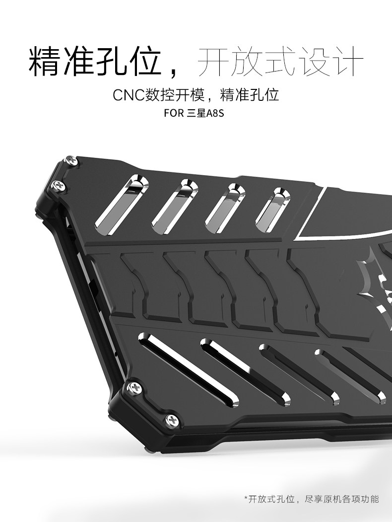 R-Just Batman Shockproof Aluminum Shell Metal Case with Custom Batarang Stent for Samsung Galaxy A8s