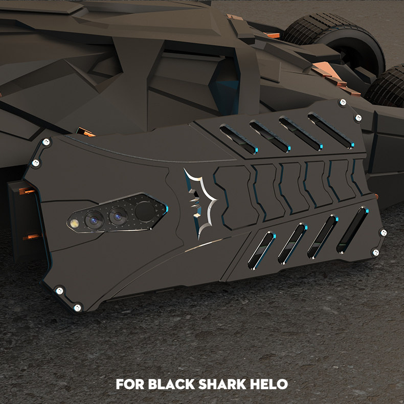 R-Just Batman Shockproof Aluminum Shell Metal Case with Custom Batarang Stent for Xiaomi Black Shark Helo