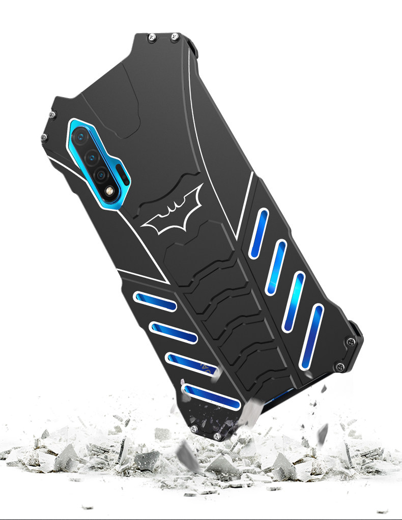 R-Just Batman Shockproof Aluminum Shell Metal Case with Custom Batarang Stent for Huawei nova 6 5G & Huawei nova 6 SE