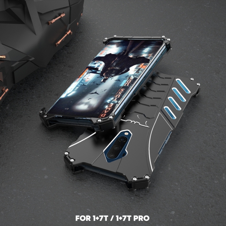 R-Just Batman Shockproof Aluminum Shell Metal Case with Custom Batarang Stent for OnePlus 7T Pro / OnePlus 7T
