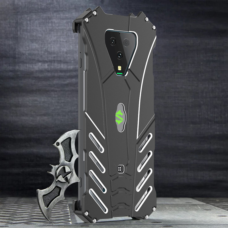 R-Just Batman Shockproof Aluminum Shell Metal Case with Custom Batarang Stent for Xiaomi Black Shark 3 Pro & Xiaomi Black Shark 3