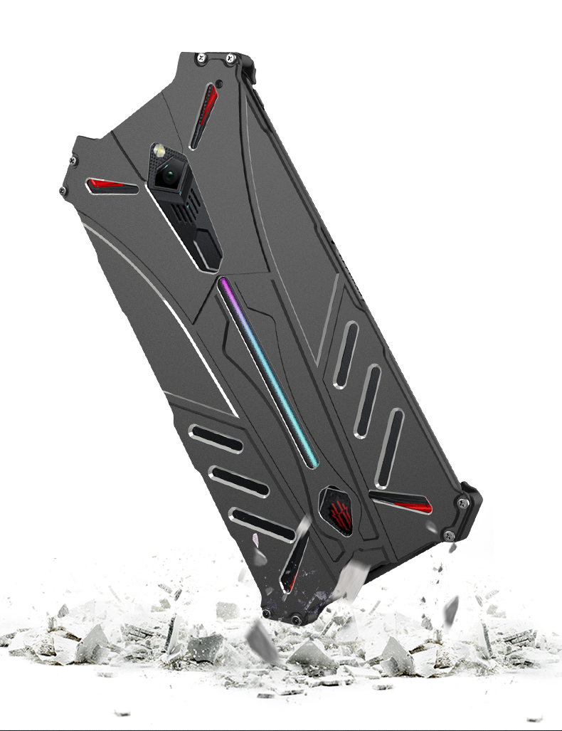 R-Just Batman Shockproof Aluminum Shell Metal Case with Custom Batarang Stent for nubia Red Magic 3