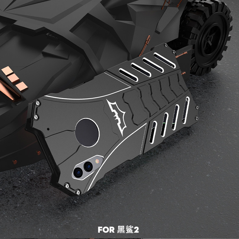 R-Just Batman Shockproof Aluminum Shell Metal Case with Custom Batarang Stent for Xiaomi Black Shark 2