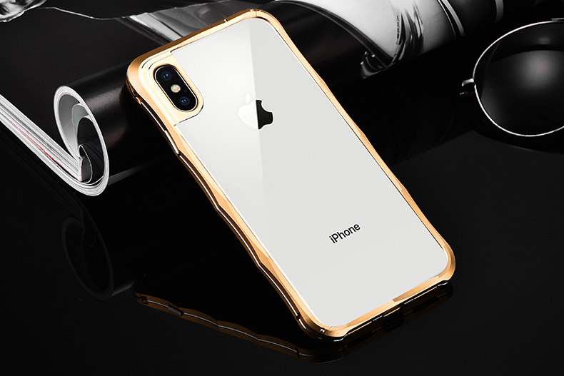 iMatch Slim Light Aluminum Metal Shockproof Bumper Case with Kickstand for Apple iPhone X