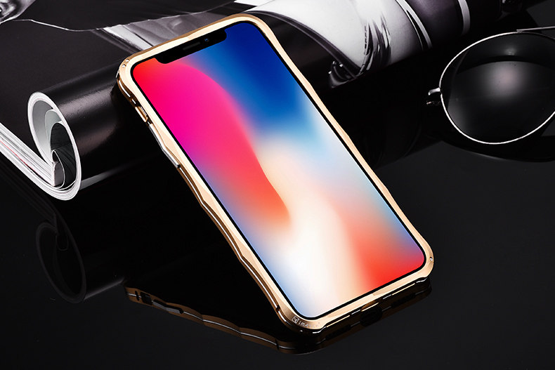 iMatch Slim Light Aluminum Metal Shockproof Bumper Case with Kickstand for Apple iPhone X