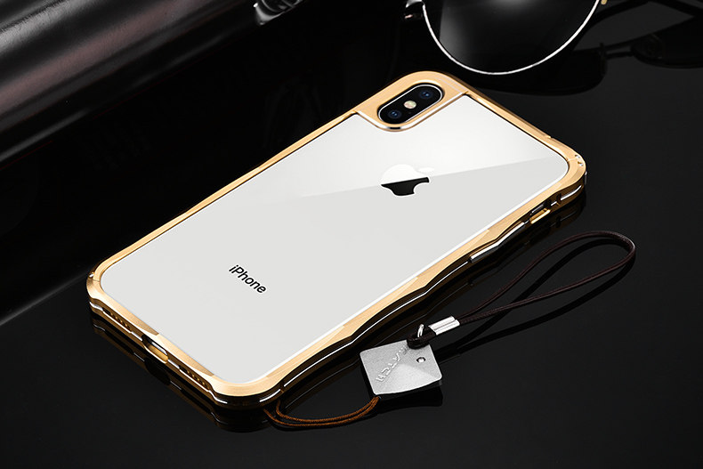 iMatch Slim Light Aluminum Metal Shockproof Bumper Case with Kickstand for Apple iPhone X
