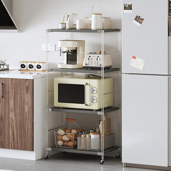Stainless steel shelves kitchen storage rack multi-layer storage rack floor-standing household pot rack living room storage cabinet balcony rack