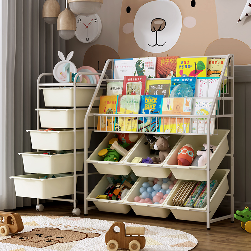 Children's bookshelf picture book rack toy storage shelf two-in-one kindergarten toddler toy storage cabinet rack home