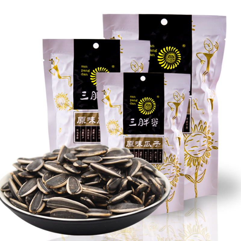 Three fat eggs 180g*4 free 1 bag iron pan fried square original flavor melon seeds Inner Mongolia specialty melon seeds 363 large particles