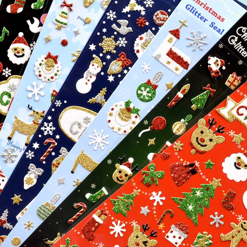 Christmas Stickers for Decoration, Children's Cartoon Bubble Material Window Stickers, 3D Stickers for Kindergarten Rewards, Gifts for Kids, Waterproof Adhesive Christmas Tree and Santa Face Pattern Stickers