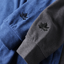 Maple Leaf Embroidery Warm Velvet Autumn Winter Men Fashion Half Zipper Stand Collar Sweat base shirt 6210