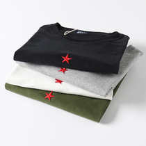 Retro style three-dimensional red five-pointed star embroidery guest for washing and polishing ~ summer leisure short sleeve T-shirt 4267