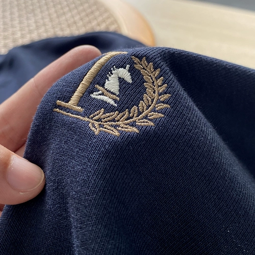 Брендовый демисезонный мужской лонгслив, изысканная толстовка, круглый воротник, с вышивкой