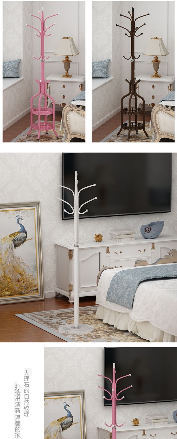 Đơn giản và thời trang rèn sắt móc áo phòng ngủ giá sàn hội trường giá áo trong nhà treo áo rack - Kệ kệ 3 tầng
