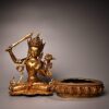 Nepalese craftsmanship pure copper pure handmade high relief chiseled Tibetan gilt Manjushri Buddha statue