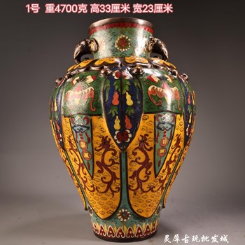 Old Beijing Copper Filigree Cloisonné Vase with Enamel Painting, Auspicious Vase, Chinese Antique Home Decor, Business Gift