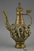 Antique bronze ornaments Pure copper pot Kettle Teapot jug Antique eight immortals pot Home decoration craft gift collection