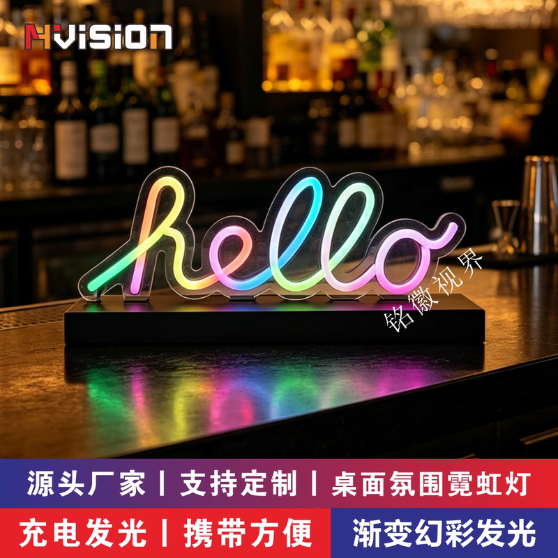 Hello Gradient Colorful Neon Light Desktop Led Atmosphere Night Light Shop Bar Decoration Luminous Letter Ornaments Hello Gradient Colorful Neon Light Desktop Led Atmosphere Night Light Shop Bar Decoration Luminous Letter Ornaments