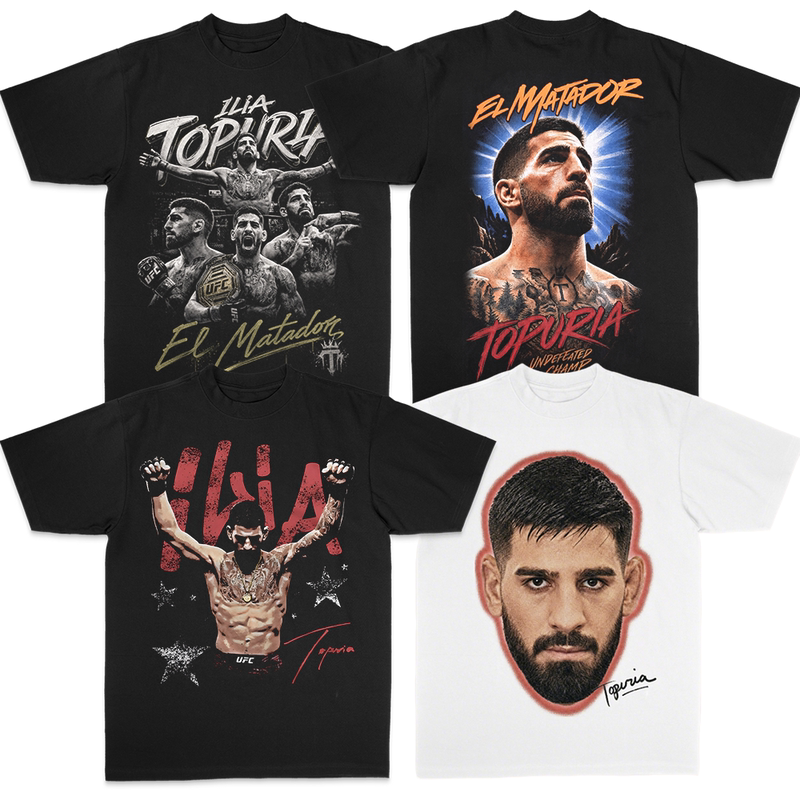 Ufc Topuria American-Style Short-Sleeved Heavyweight Pure Cotton Summer Mma Fighting T-Shirt Ufc Topuria American-Style Short-Sleeved Heavyweight Pure Cotton Summer Mma Fighting T-Shirt