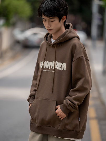 Ipenny осенне-зимняя ретро толстовка с капюшоном и буквенным принтом мужская свободная тяжелая плюс бархатное пальто для пар в национальном тренде