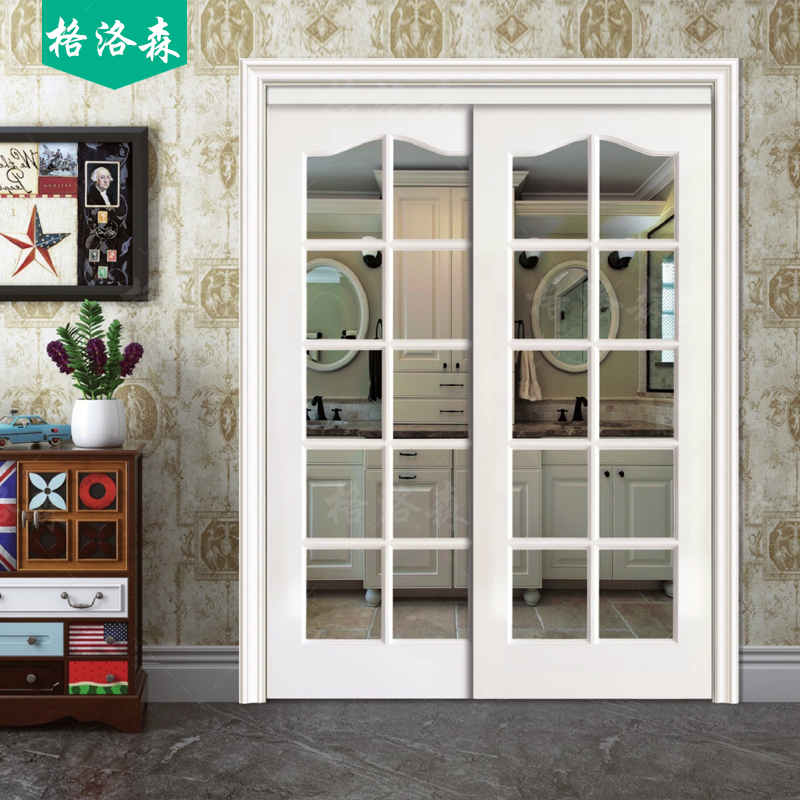 Solid Wood Door Kitchen Ramen Glass Door glass door Balcony Modern Brief indoor suit Makeup Room Solid Wood Composite Baking Varnish