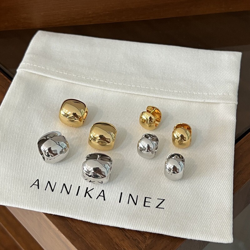 Heavy-Duty Ear Cuffs, Blogger's Same Style, Annika, All-Over 925 Silver with Rhodium-Plated Gold, Everyday Versatile Earrings, Hoops, Studs