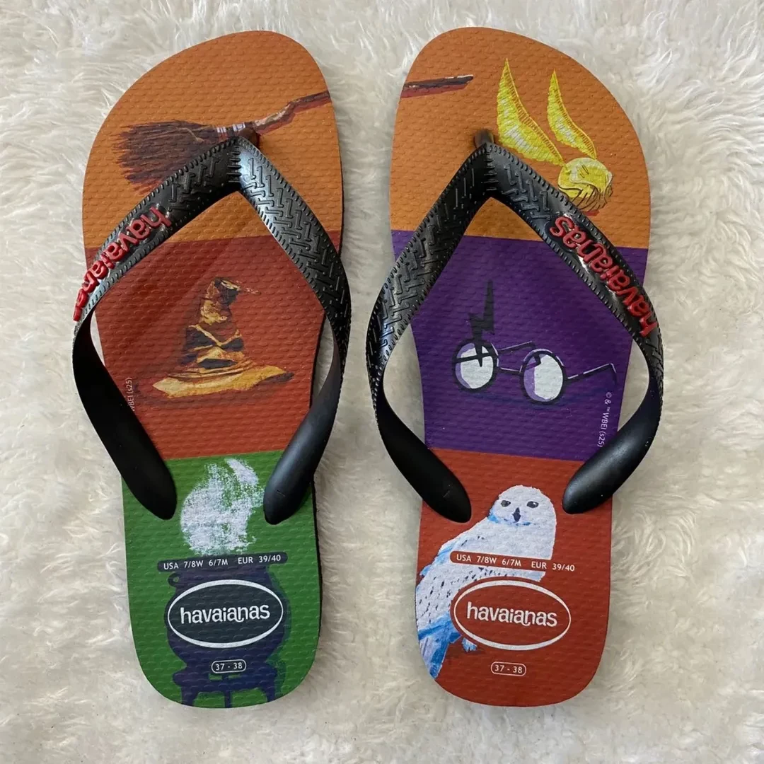 Шлепанцы Havaianas Гарри Поттер, нескользящие шлепанцы с плоской подошвой для пляжа