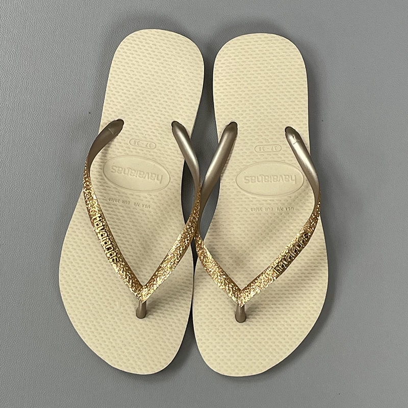 Havaianas sequin slim Havana flip-flops women's outer wear non-slip bathroom slippers angle sandals seaside