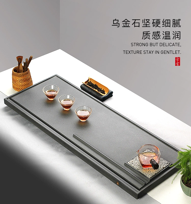 Khay trà đá vàng đen phong cách Nhật Bản đơn giản ngâm đá khô bàn trà nhỏ nhà hiện đại phòng khách bộ ấm trà lớn trà biển khay trà bằng đá tự nhiên khay trà bằng đá