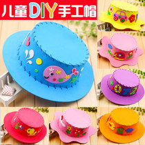 Childrens kindergarten handmade DIY making EVA hat children sewing puzzle toy materials bag girl boy presents