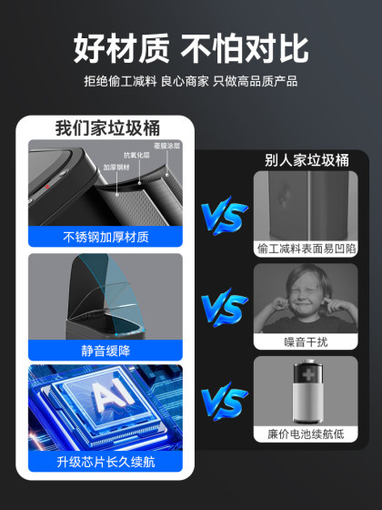 不锈钢智能垃圾桶2025新款感应式家用厨房客厅卫生间轻奢夹缝大号
