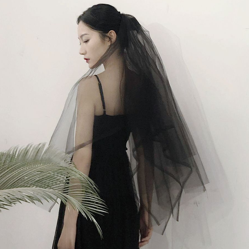 Net red head yarn photo-prop retro style black head yarn Retro new black head yarn Halloween COS Write True