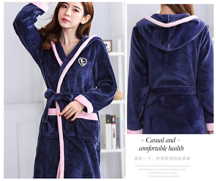 Dày flannel áo choàng tắm nữ kích thước lớn áo dài sexy nightdress san hô fleece đồ ngủ nam giới và phụ nữ mùa thu và mùa đông áo choàng tắm