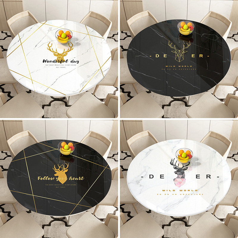 Round table table mat waterproof and oil-proof disposable tablecloth pvc Nordic small coffee table round tablecloth anti-scalding household tablecloth thick