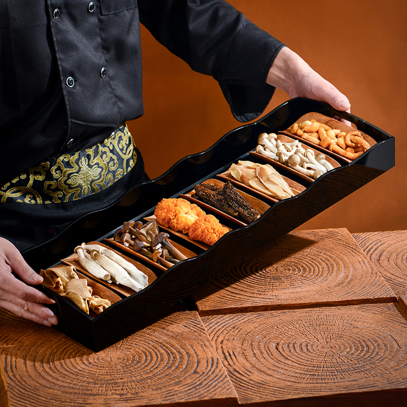 Mountain-Style Commercial Creative Yunnan Hot Pot Restaurant Mushroom Platter Tableware Special Rectangular Tray Multi-Compartment Platter Mountain-Style Commercial Creative Yunnan Hot Pot Restaurant Mushroom Platter Tableware Special Rectangular Tray Multi-Compartment Platter
