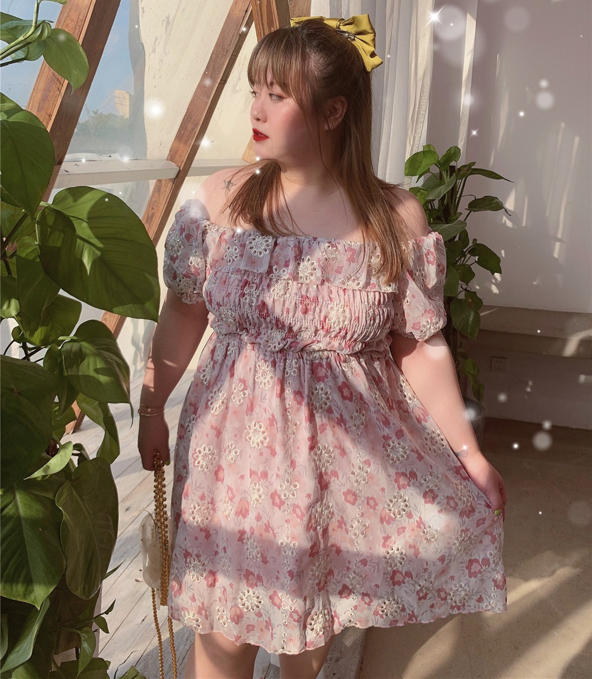 Clear - shine dress dress 2020 new waist - lean skirt bubble sleeve fairy dress tide