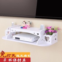 Solid wood set-top box wall hanger wall shelf non-perforated living room partition router TV cabinet bedroom