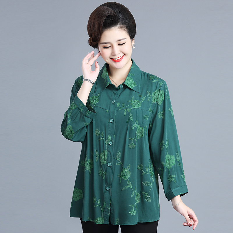 Plus-Size Embroidered Shirts for Middle-Aged and Elderly Women, Spring and Autumn, Extra Large, Loose-Fitting, Mother's Clothing, Tops to Cover the Belly, Grandma Shirts Plus-Size Embroidered Shirts for Middle-Aged and Elderly Women, Spring and Autumn, Extra Large, Loose-Fitting, Mother's Clothing, Tops to Cover the Belly, Grandma Shirts
