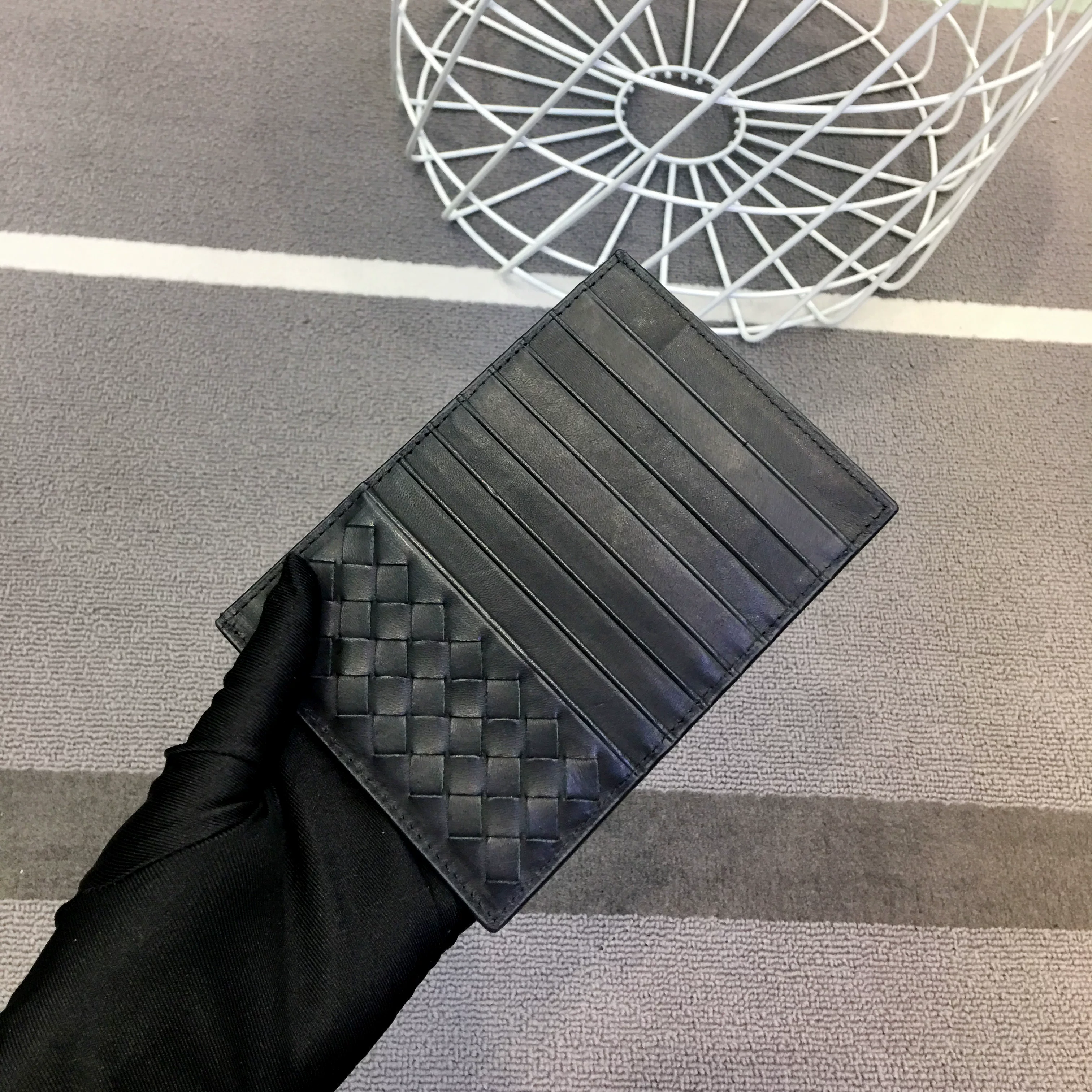 MCBV Woven ultra thin card holder, leather wallet, genuine leather