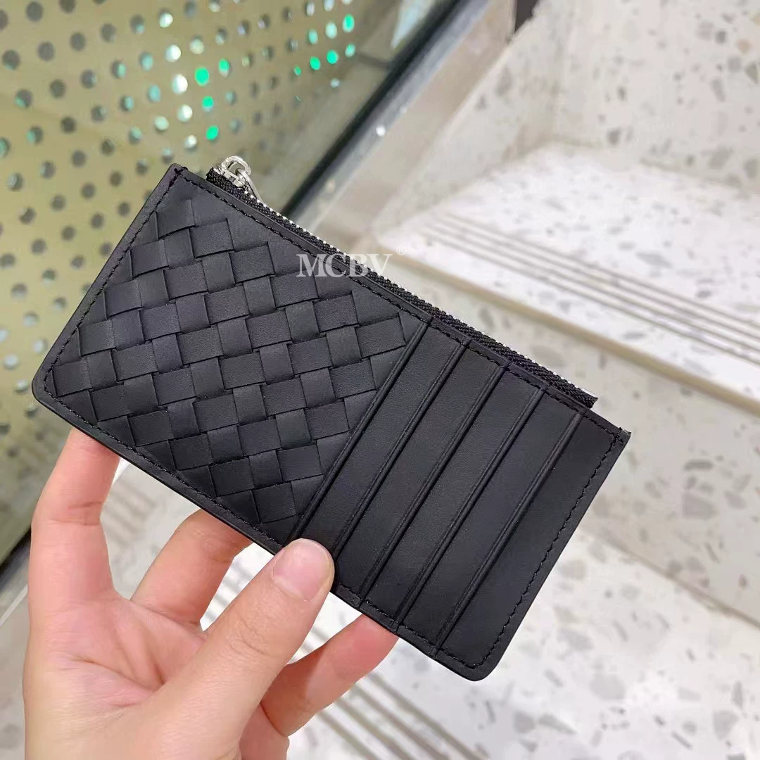 MCBV Woven ultra thin card holder, leather wallet, genuine leather