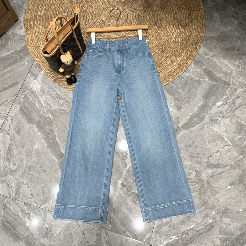 Special Offer Item Number 6.5~ Ultra-Thin Straight-Leg Pants 2026 Women's Jeans High-Waisted Light Blue Narrow-Fit Cropped Pants