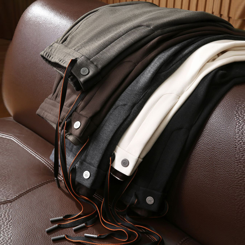 Luxury Grade! Fine-Spun Sheep Wool! Skin-Friendly Warm Fleece! Winter Men's High-End Knit Jogging Pants Casual Pants