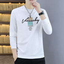 2021 autumn new long sleeve T-shirt male youth Student round neck printed pullover clothes men thin autumn shirt