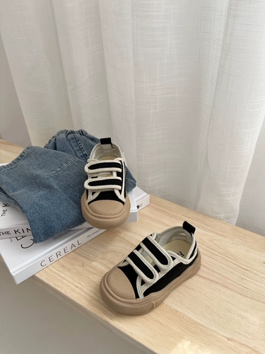 Детские тканевые сандалии, повседневная обувь подходит для мужчин и женщин на липучке, в корейском стиле