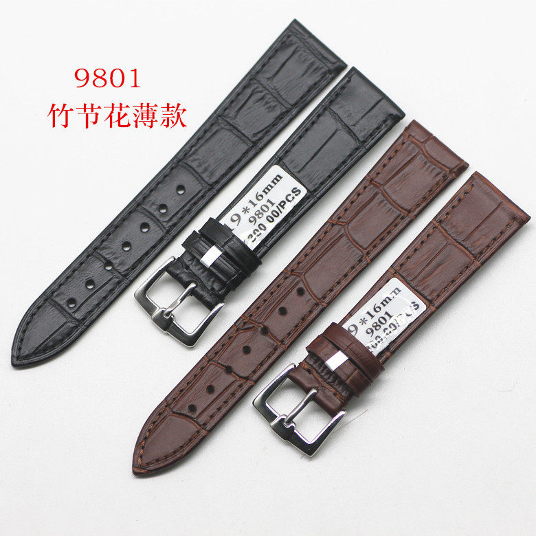 Original 300 yuan big bamboo flower ultra-thin leather strap men and women watch strap soft and thin