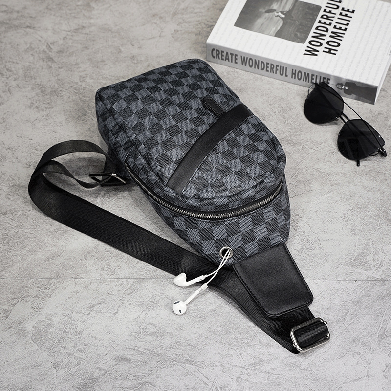 Net red hominin chest bag Mental society Little guys Skew Satchel Single Shoulder Plaid Casual Little Scapegoat Buns Bag Bag