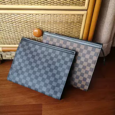 Clutch bag Large capacity small square bag washing bag personality checkered printing men's and women's folder bag spiritual social guy bag